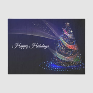 Kerstavond Colorful Tree Navy Blue Rustic Tissuepapier