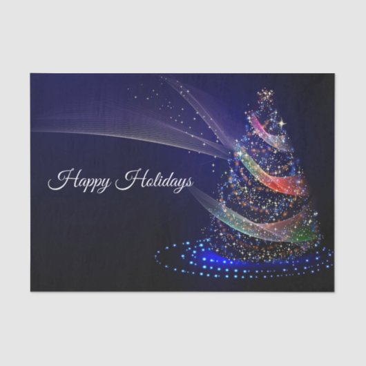 Kerstavond Colorful Tree Navy Blue Rustic Tissuepapier (Voorkant)