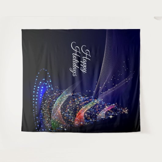 Kerstavond Colorful Tree Navy Blue Rustic Wandkleed (Voorkant (horizontaal))