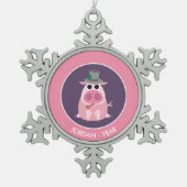 Kerstavond de Varkens Tin Sneeuwvlok Ornament (Voorkant)