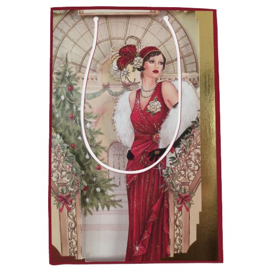  kerstavond deco Woman Medium Cadeauzakje (Voorkant)