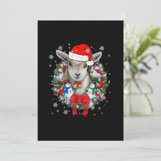 Kerstavond decoratie van geit save the date (Staand voorkant)