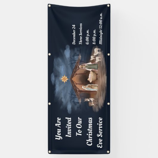 Kerstavond dienst Geboorte Christelijke Kerk Spandoek (Verticaal)