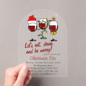 Kerstavond Diner Cocktails Wijnglazen Acryl Uitnodigingen (Insitu (Draagbaar))