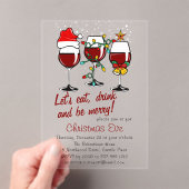 Kerstavond Diner Cocktails Wijnglazen Acryl Uitnodigingen (Insitu (Draagbaar))