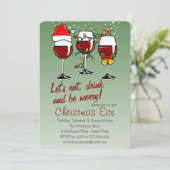 Kerstavond diner Drink cocktails wijnglazen Kaart (Staand voorkant)