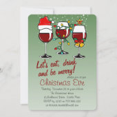 Kerstavond diner Drink cocktails wijnglazen Kaart (Voorkant)
