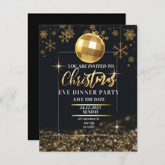 Kerstavond Dinner Party uitnodiging Kaart (Voorkant / Achterkant)