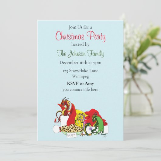 Kerstavond Draken Kaart (Staand voorkant)