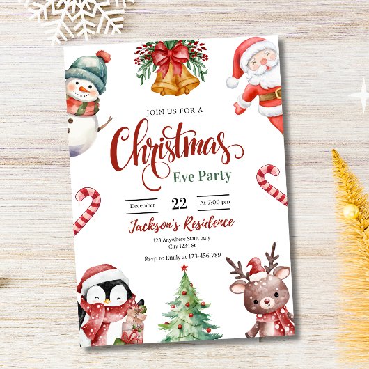 Kerstavond Eet Uitnodiging, Kerstfeest Kaart
