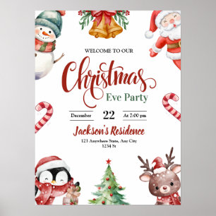 Kerstavond Eet Uitnodiging, Kerstfeest Poster
