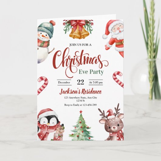 Kerstavond Eetuitnodiging, Kerstfeestje (Voorkant)
