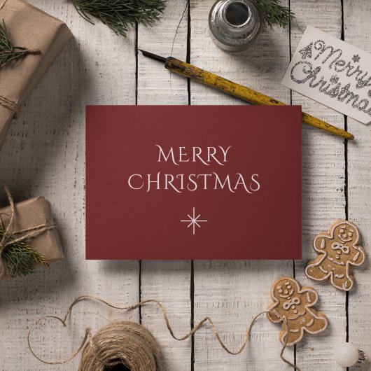 Kerstavond Elegant Snowflake Simple Red Feestdagenkaart