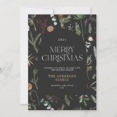 Kerstavond elegant waterverf botanische florale feestdagenkaart (Voorkant)