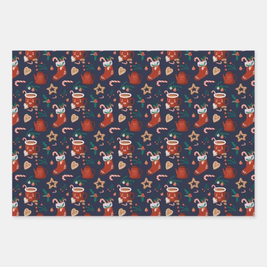 Kerstavond en -behandelingen inpakpapier vel (Voorkant 3)