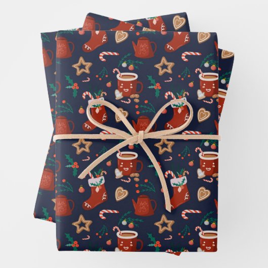 Kerstavond en -behandelingen inpakpapier vel (In situ)