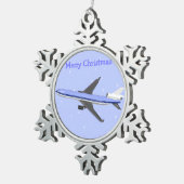 Kerstavond- en bruinkeramiek - vliegtuig tin sneeuwvlok ornament (Rechts)