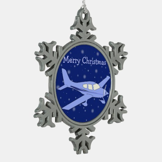 Kerstavond- en bruinkeramiek - vliegtuig tin sneeuwvlok ornament (Links)