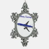 Kerstavond- en bruinkeramiek - vliegtuig tin sneeuwvlok ornament (Links)