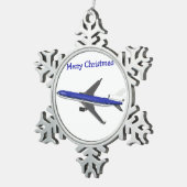 Kerstavond- en bruinkeramiek - vliegtuig tin sneeuwvlok ornament (Rechts)