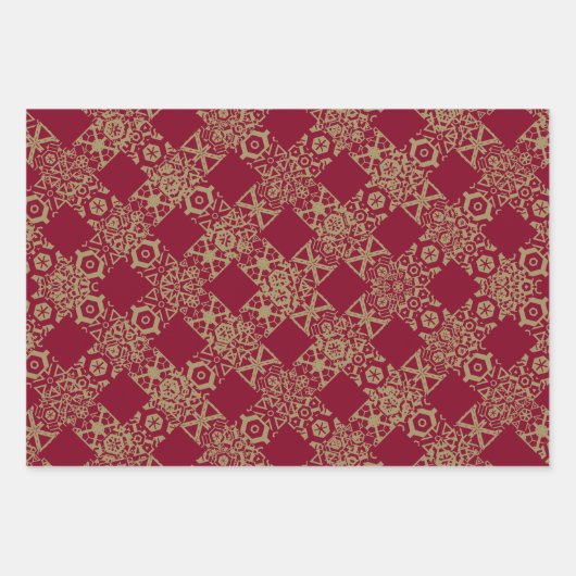 Kerstavond- en bruisterijpatroon van antiek kant inpakpapier vel (Voorkant 3)