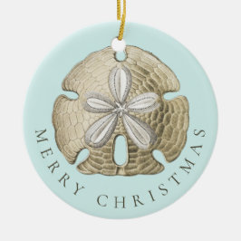Kerstavond en dollar Turquoise Coastal Keramisch Ornament