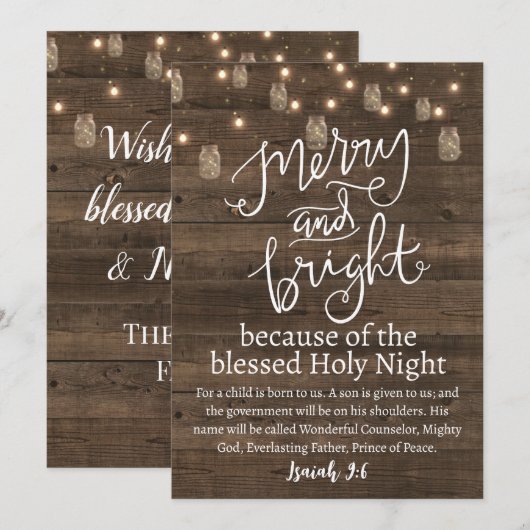 Kerstavond en helder licht van de Heilige Rustisch Feestdagenkaart (Voorkant / Achterkant)