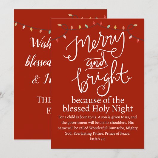 Kerstavond en helderrood wit feestdagenkaart (Voorkant / Achterkant)