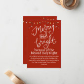 Kerstavond en helderrood wit notitiekaartje (Voorkant / Achterkant in situ)