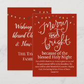 Kerstavond en helderrood wit notitiekaartje (Voorkant / Achterkant)
