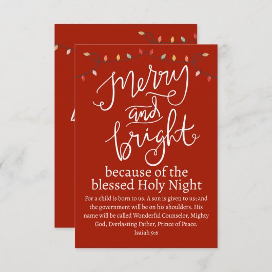 Kerstavond en helderrood wit notitiekaartje (Voorkant / Achterkant)