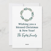 Kerstavond en helderziend groen blauw feestdagenkaart (Achterkant)