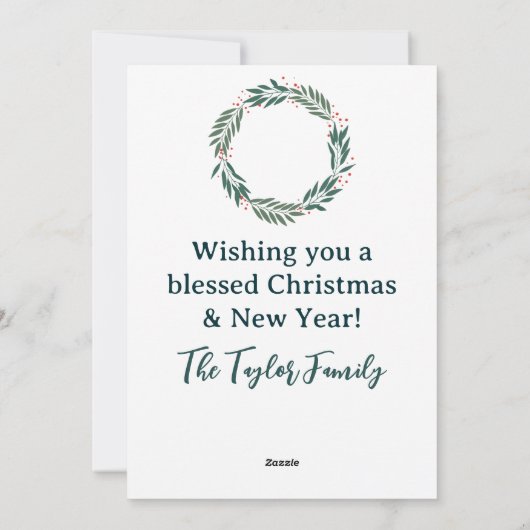 Kerstavond en helderziend groen blauw feestdagenkaart (Achterkant)