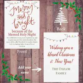 Kerstavond en helderziende nacht rood en groen notitiekaartje