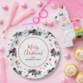 Kerstavond en kerstvinkerspatroon papieren bordje (Feest)