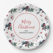 Kerstavond en kerstvinkerspatroon papieren bordje (Voorkant)