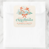 Kerstavond en koffievogels feest vierkante sticker (Tas)