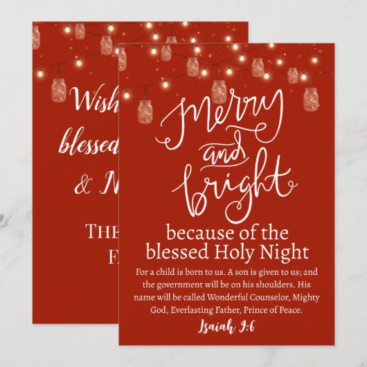 Kerstavond en licht van de Heilige Rode Mason Feestdagenkaart (Voorkant / Achterkant)