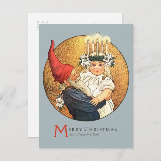 Kerstavond en zoet Lucia meisje CC1181 Briefkaart (Voorkant / Achterkant)