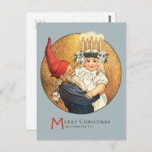 Kerstavond en zoet Lucia meisje CC1181 Briefkaart (Voorkant / Achterkant)