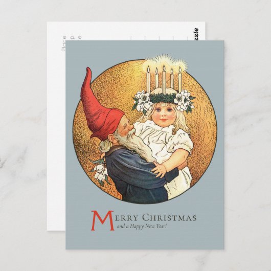 Kerstavond en zoet Lucia meisje CC1181 Briefkaart (Voorkant / Achterkant)