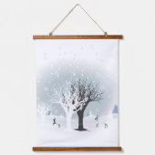 Kerstavond Fairy Tale. Fantastisch bos, sneeuw Hangend Wandkleed (Voorkant)