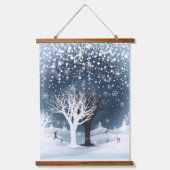 Kerstavond Fairy Tale. Fantastisch bos, sneeuw Hangend Wandkleed (Voorkant 2)