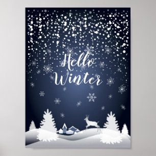 Kerstavond Fairy Tale. Fantastisch bos, sneeuw Poster