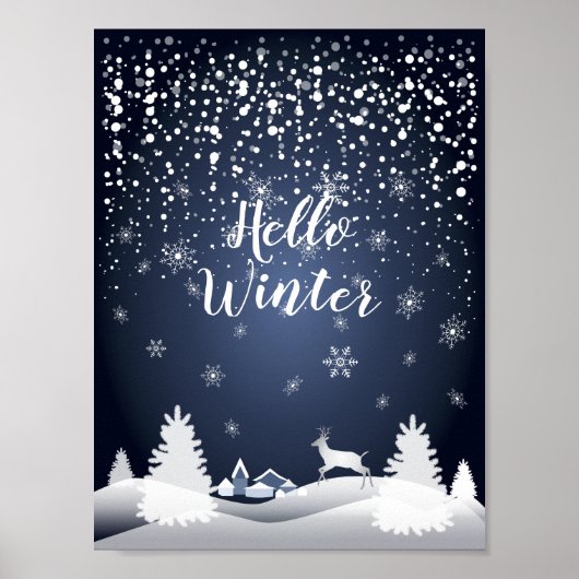 Kerstavond Fairy Tale. Fantastisch bos, sneeuw Poster (Voorkant)