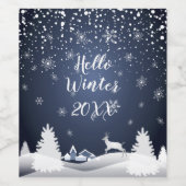 Kerstavond Fairy Tale. Fantastisch bos, sneeuw Wijn Etiket (Enkel label)