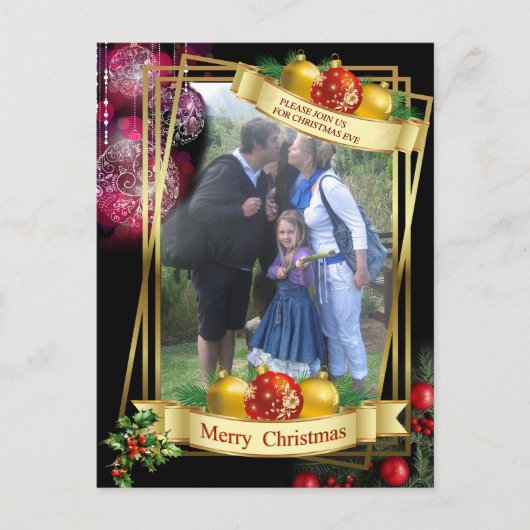 Kerstavond feest aankondigingskaart (Voorkant)