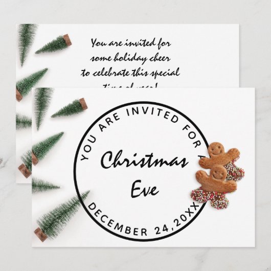 Kerstavond feestdag Dinner White Green Ginger Kaart (Voorkant / Achterkant)