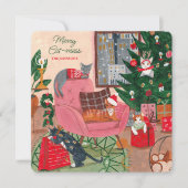 Kerstavond-feestdag-Kaart voor de zoete kattenrott (Voorkant)