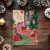 Kerstavond-feestdag-Kaart voor de zoete kattenrott Feestdagen Kaart